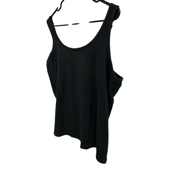 Woman Within Black Tank Top 1X Adjustable Straps Cotton Spandex Comfortable Fit - Picture 3 of 9